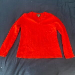 Red Cashmere V-Neck Sweater